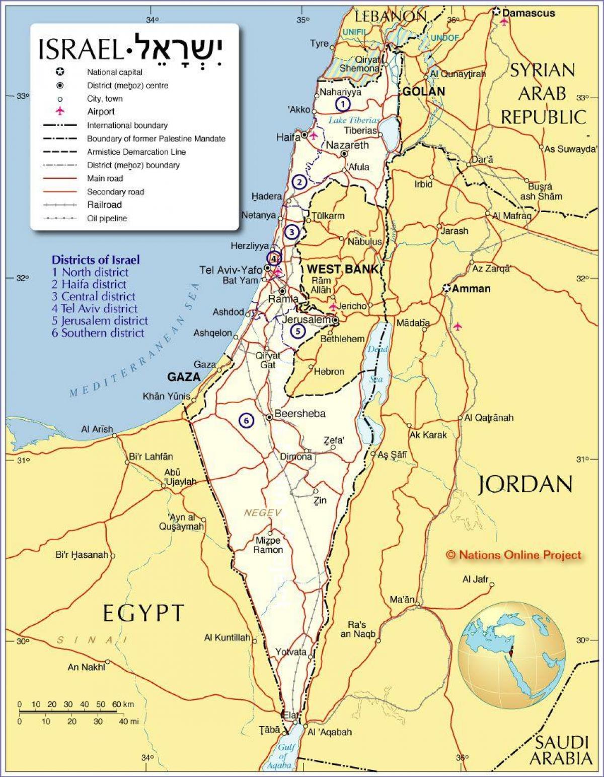 israel streke kaart